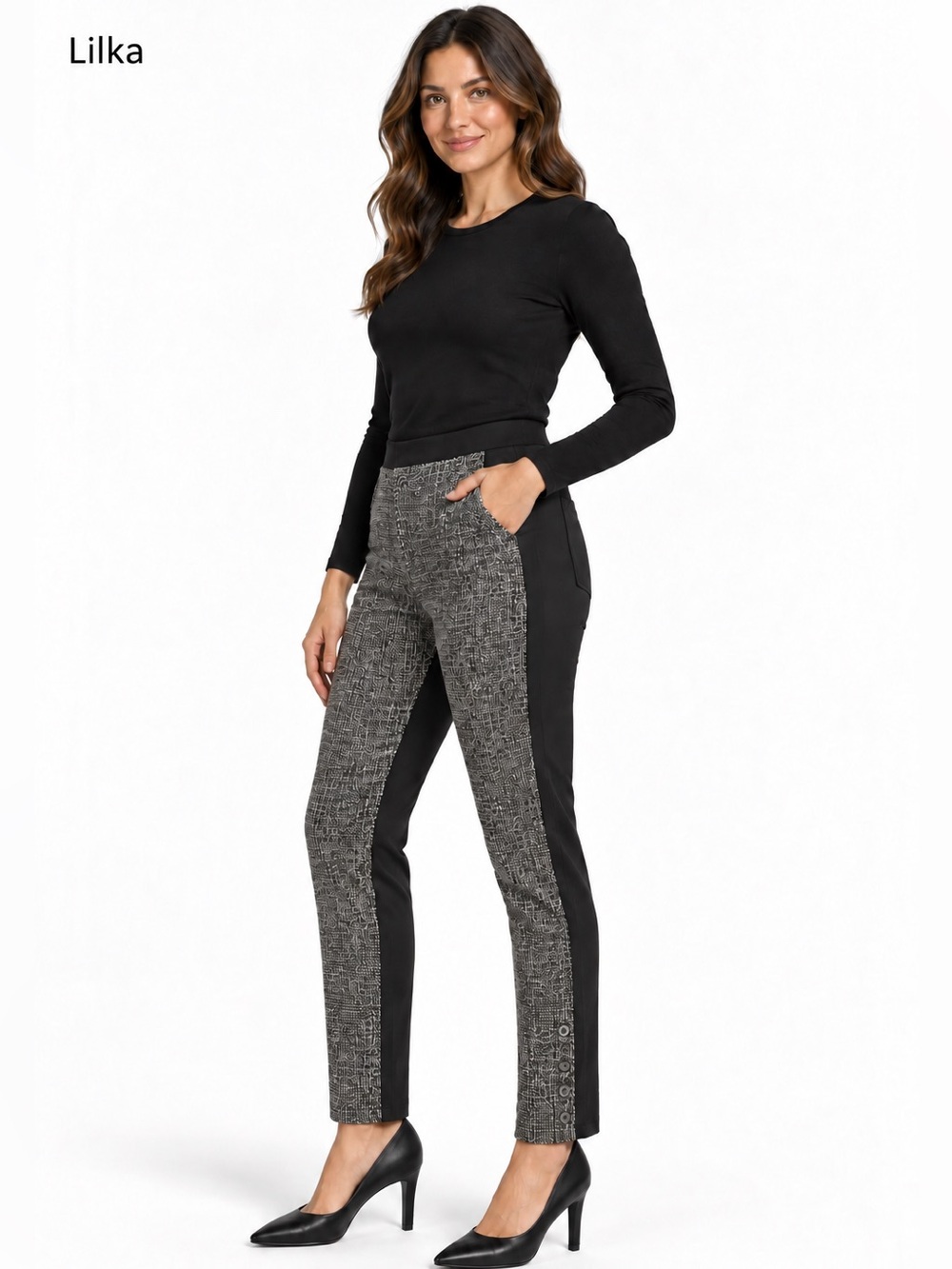 Anthropologie Lilka Mixed Media Tweed Ponte Pull On Pants Ankle Buttons L career